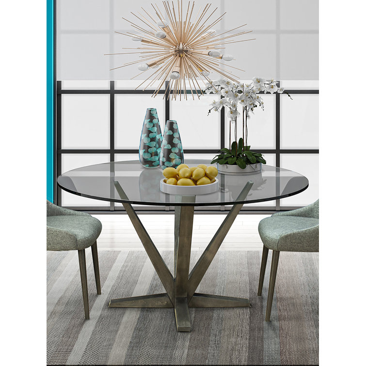 Aura Pedestal Dining Table Saloom Furniture Aurora 28.5 H x 54 L x 54 W
